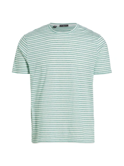 Saks Fifth Avenue Slim-fit Striped Cotton T-shirt In Aqua