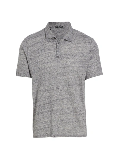 Saks Fifth Avenue Slim-fit Melange Polo Shirt In Gunmetal