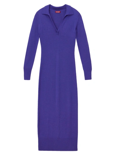 Staud Crown Collared Knit Midi-dress In Sapphire