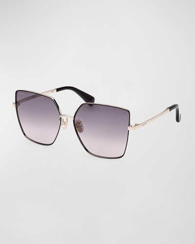 Max Mara Natalia 60mm Butterfly Sunglasses In Gold / Gradient Smoke