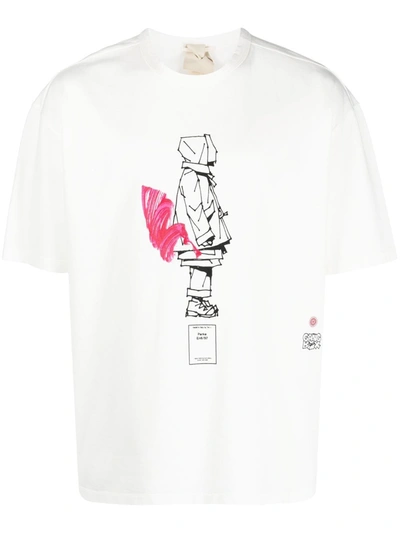 Ten C Manica Corta Graphic-print Cotton-jersey T-shirt In White