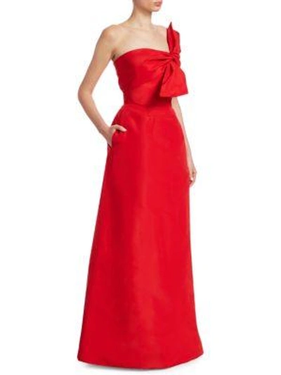 Catherine Regehr Strapless Wrap Gown In Red
