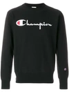 Champion Reverse Weave Black Logo Sweatshirt
