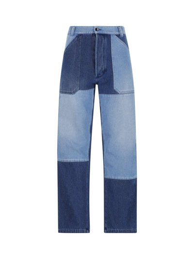 Etro Patchwork Straight-leg Jeans In Blue