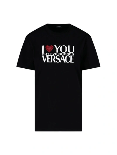 Versace T-shirt 'i Love You But.' In Black