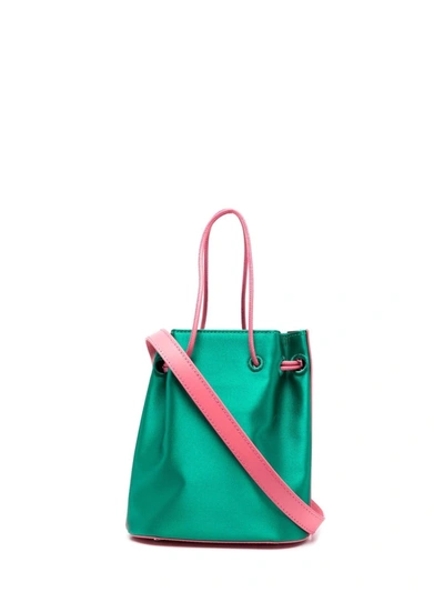 Medea Colour-block Leather Tote Bag In Green