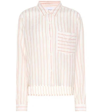 Current Elliott The Boyfriend Long-sleeve Button-front Striped Cotton Shirt In Beige