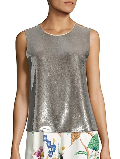 Diane Von Furstenberg Metallic Sequin Shell In Grey