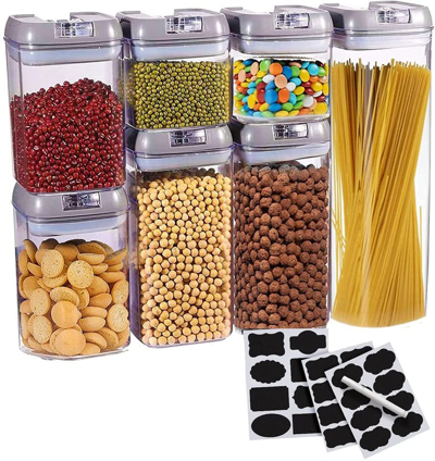 Cheer Collection Set Of 7 Airtight Food Storage Containers In Grey