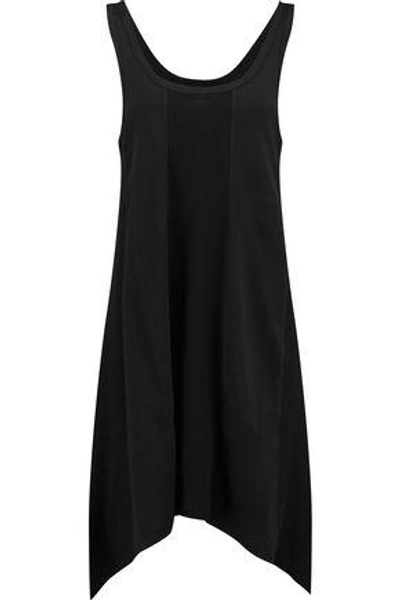 Dkny Woman Asymmetric Ribbed Cotton-blend Nightdress Black
