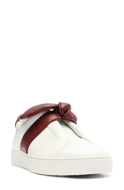 Alexandre Birman Asymmetric Clarita Leather Slip-on Sneakers In White Intense Rust