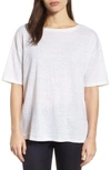 Eileen Fisher Slouchy Organic Linen Top In White