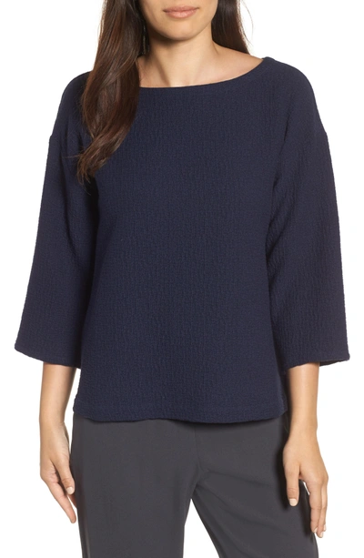 Eileen Fisher Bateau Neck Box Top In Midnight