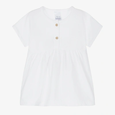 Babidu Babies' Girls White Cotton T-shirt