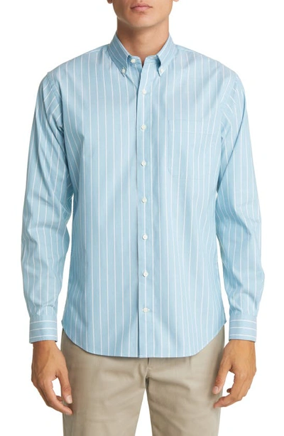 Alton Lane Howard Supima® Cotton Blend Oxford Button-down Shirt In Aqua Big Sky Stripe