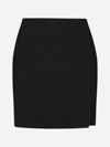 The Andamane Gioia Crepe Satin Mini Skirt W/ Slit In Black