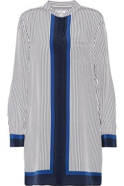 Equipment Woman Belen Pinstriped Silk Mini Shirt Dress Navy