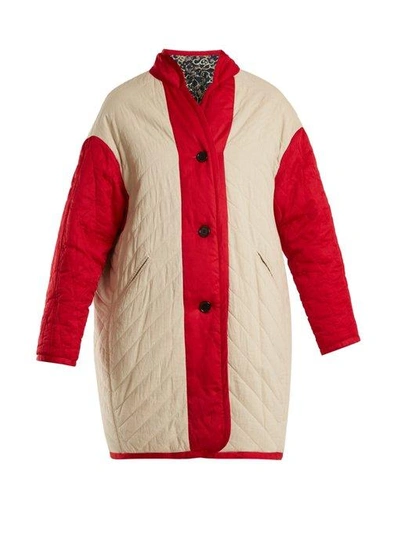 Isabel Marant Étoile Reversible Beige & Red Haley Quilted Jacket In Print