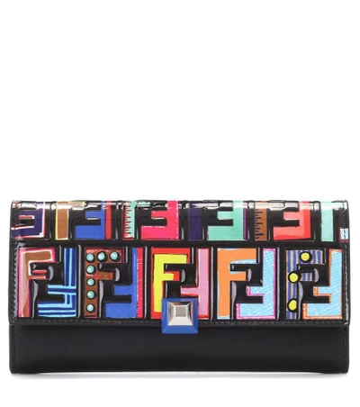 Fendi Embellished Leather Wallet In Multicoloured