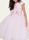 White Label By Zoe Kids' Girl's Elizabeth Satin Bow Tulle Dress In White/blush