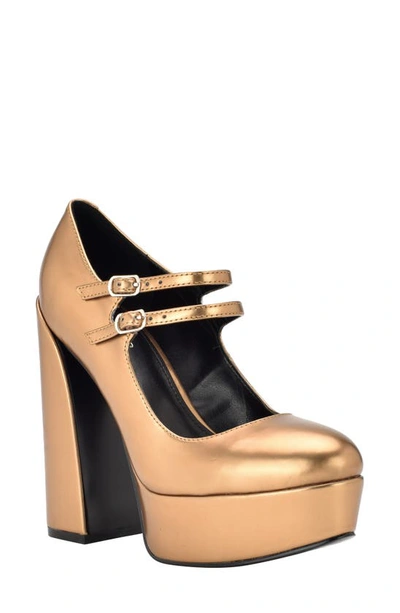 Guess Women's Callyna Platform Round Toe Mary Janes Pumps Women's Shoes In Bronze