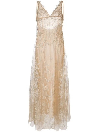 I.d.sarrieri Lace-embroidered Shift Night Dress In Imperial Gold