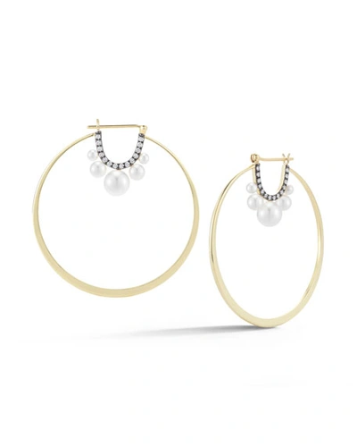 Jemma Wynne Prive Pearl & Diamond Hoop Earrings