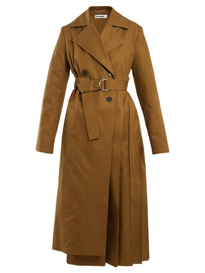 Jil Sander Esprit Cotton Trench Coat In Brown