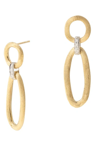 Marco Bicego Jaipur Link 18k Yellow & White Gold Mixed Link Diamond Drop Earrings