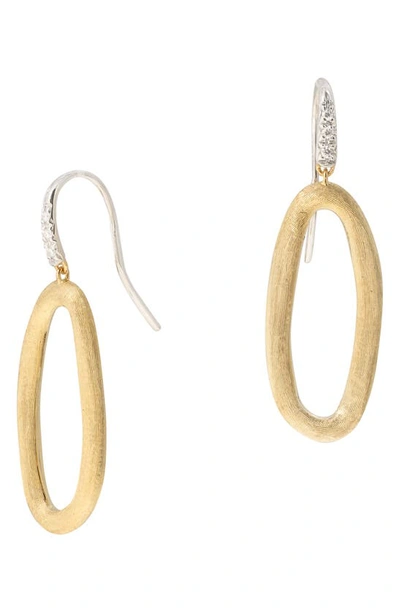Marco Bicego 18k White & Yellow Gold Jaipur Link Diamond Oval Link Drop Earrings In Gold/white