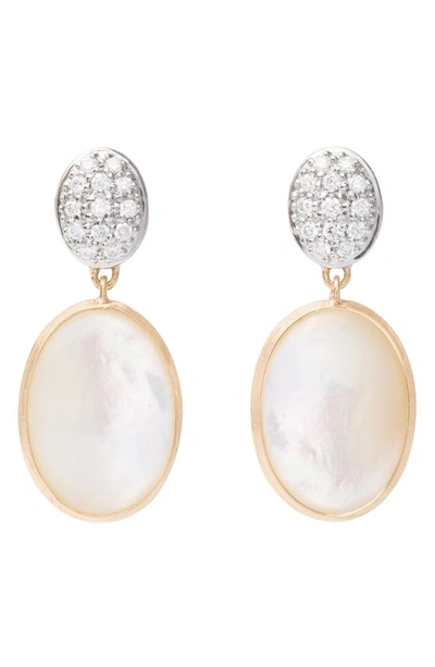 Marco Bicego 18k Two Tone Gold Siviglia Pave Diamond & Mother Of Pearl Drop Earrings - 150th Anniversary Exclusiv In White/gold