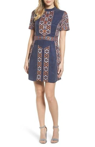 Kas New York Luton Embroidered A-line Dress In Navy