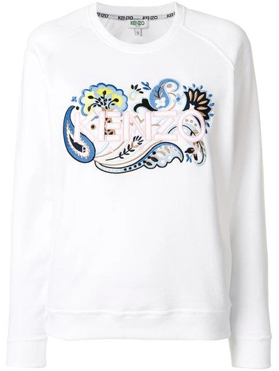 Kenzo Branded Patched Sweatshirt In White