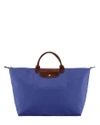 Longchamp Le Pliage Nylon Travel Bag In Lavender Purple/gunmetal/gold