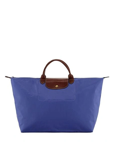 Longchamp Le Pliage Nylon Travel Bag In Lavender Purple/gunmetal/gold