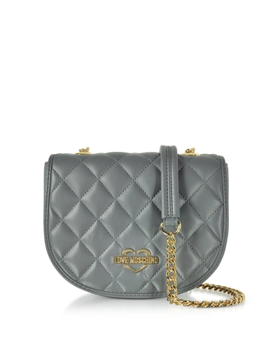 Love Moschino Grey Superquilted Eco-leather Small Crossbody Bag In Grey