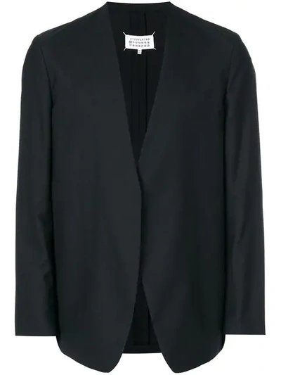 Maison Margiela Wool Poplin Cardigan Jacket In Nero