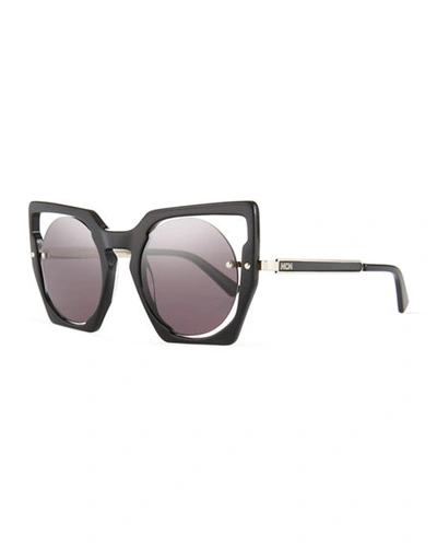 Mcm Mirrored Cat-eye Cutout Sunglasses In Black Pattern