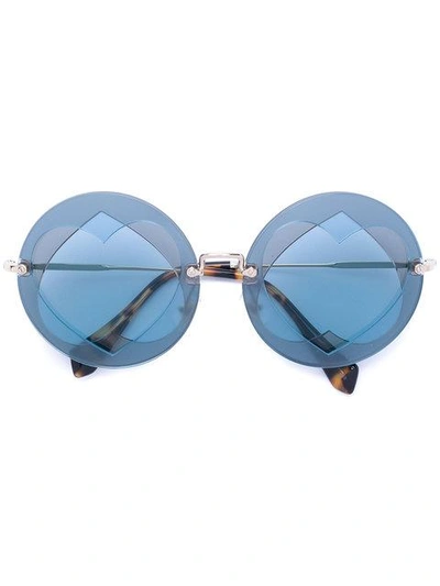 Miu Miu Collection Round Sunglasses In Metallic