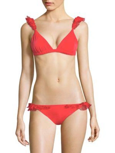 Moré Noir Wings Triangle Bikini Top In Red