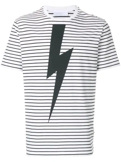 Neil Barrett Thunderbolt Striped T-shirt In White