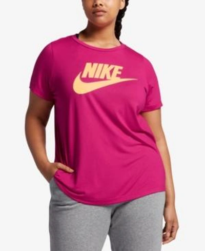 Pink Nike Plus Size Shirts Tops Nike Women's Dri-fit Swoosh T