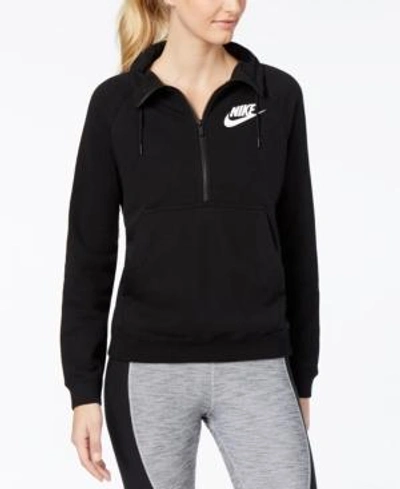 Nike Sportswear Rally Half-zip Fleece Top In Black/white