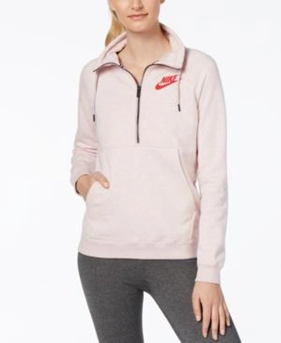 Nike Sportswear Rally Half-zip Fleece Top In Particle Rose/univ Red