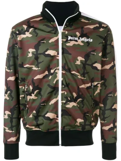 Palm Angels Camouflage-print Classic Track Jacket In All Over W (green)