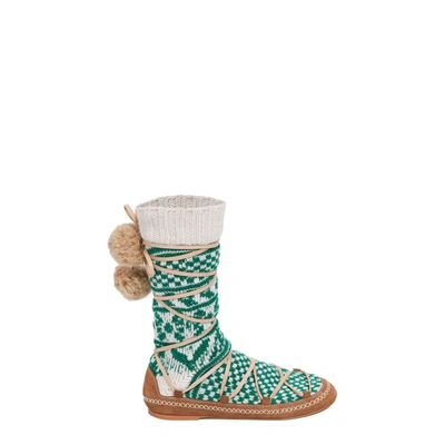 La Doublej Artisan Knit Lace-up Sock Booties In Fiori