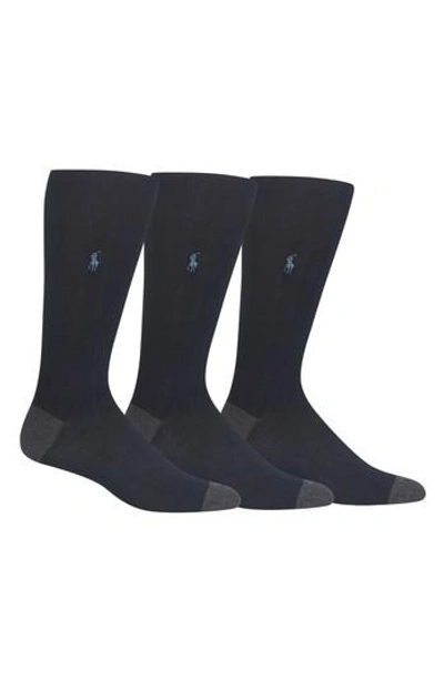 Polo Ralph Lauren 3-pack Ribbed Socks In Navy