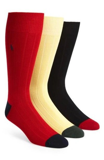Polo Ralph Lauren 3-pack Ribbed Socks In Crimson