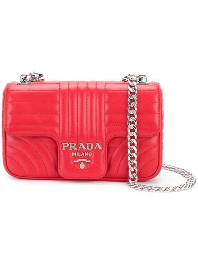 Prada Small Quilted Soft Leather Shoulder Bag In Red