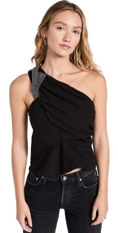 Iro Tacoma Draped One-shoulder Embellished Top In Black